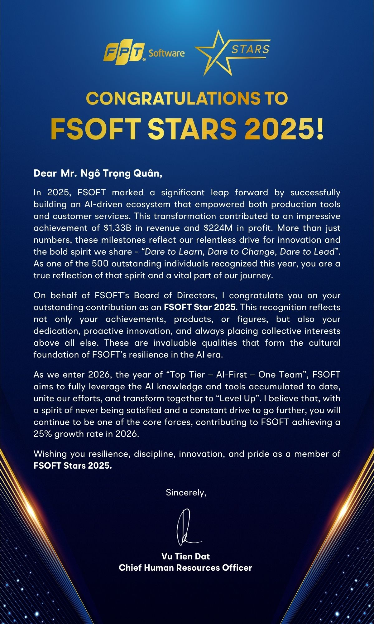 FSOFT Star 2025 recognition